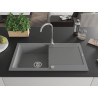Mexen Leo Granitspüle einbeckig mit Abtropffläche 900 x 500 mm, grau, Siphon Chrom - 6501901010-71