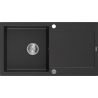 Mexen Leo Granitspüle 1-beckig mit Abtropffläche 900 x 500 mm, schwarz/silber metallic, Siphon Chrom - 6501901010-73