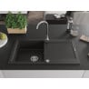 Mexen Leo Granitspüle 1-becken mit Abtropffläche 900 x 500 mm, Schwarz/Gold metallic, Syphon Chrom - 6501901010-75