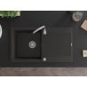 Mexen Leo Granitspüle 1-becken mit Abtropffläche 900 x 500 mm, Schwarz/Gold metallic, Syphon Chrom - 6501901010-75