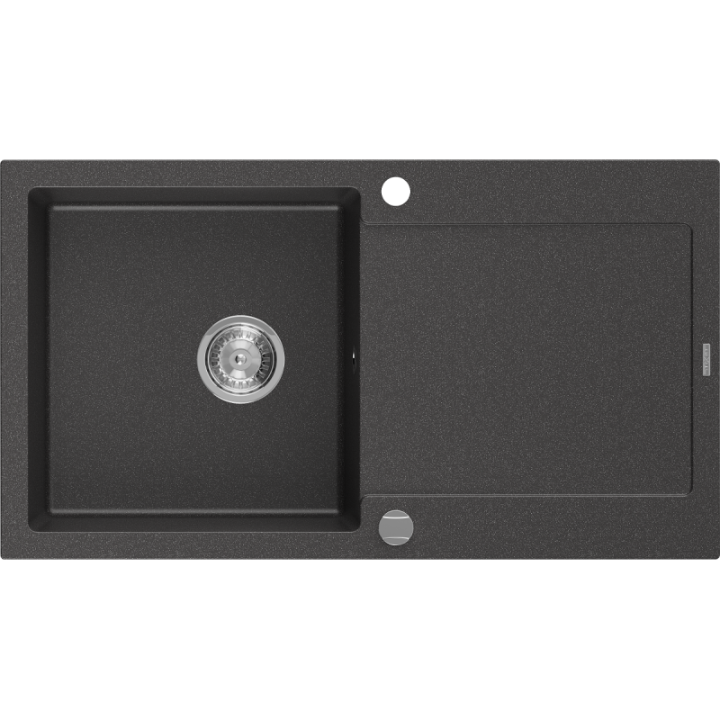 Mexen Leo fregadero de granito de 1 seno con escurridor 900 x 500 mm, negro moteado, sifón cromo - 6501901010-76