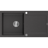 Mexen Leo évier en granit à 1 bac avec égouttoir 900 x 500 mm, noir moucheté, siphon chromé - 6501901010-76