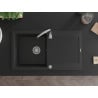 Mexen Leo Granitspüle 1-becken mit Abtropffläche 900 x 500 mm, schwarz, Siphon Chrom - 6501901010-77