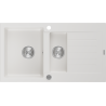 Mexen Matias granieten spoelbak 1,5-komors met afdruiprek 900 x 505 mm, wit, sifon chroom - 6502901505-20