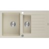 Mexen Matias granitdiskbänk 1,5-kammare med avrinningsyta 900 x 505 mm, beige, kromavloppset - 6502901505-69
