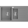 Mexen Matias granitdiskbänk 1,5-fack med avrinningsplatta 900 x 505 mm, grå, krom sifon - 6502901505-71