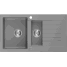 Mexen Matias lavello in granito 1,5 vasche con sgocciolatoio 900 x 505 mm, grigio, sifone cromato - 6502901505-71