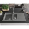 Mexen Matias Granitspüle 1,5-Becken mit Abtropffläche 900 x 505 mm, grau, Siphon Chrom - 6502901505-71