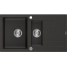 Mexen Matias lavello in granito a 1,5 vasche con scolapiatti 900 x 505 mm, nero/oro metallizzato, sifone cromato - 6502901505-75
