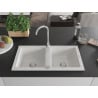 Mexen Mario évier en granit à 2 bacs 820 x 436 mm, blanc, siphon chromé - 6504822000-20