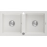 Mexen Mario granitenspoelbak 2-kamer 820 x 436 mm, wit, sifon chroom - 6504822000-20
