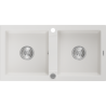 Mexen Mario Granitspüle 2-Kammer 820 x 436 mm, weiß, Chrom-Siphon - 6504822000-20