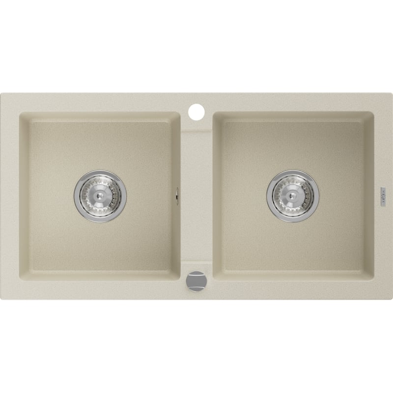 Mexen Mario granitni sudoper s 2 komore 820 x 436 mm, bež, kromirani sifon - 6504822000-69