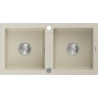 Mexen Mario évier en granit à double bac 820 x 436 mm, beige, siphon chromé - 6504822000-69