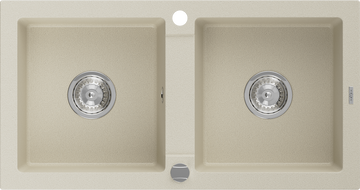 Mexen Mario Granitspüle 2-Kammern 820 x 436 mm, beige, Siphon Chrom - 6504822000-69