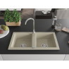 Mexen Mario granitische spoelbak 2-kamer 820 x 436 mm, beige, chrom sifon - 6504822000-69