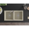 Mexen Mario fregadero de granito de 2 senos 820 x 436 mm, beige, sifón cromado - 6504822000-69