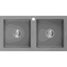 Mexen Mario évier en granit à 2 bacs 820 x 436 mm, gris, siphon chromé - 6504822000-71