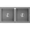 Mexen Mario fregadero de granito de 2 compartimentos 820 x 436 mm, gris, sifón cromado - 6504822000-71