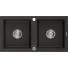 Mexen Mario granieten gootsteen 2-kamerig 820 x 436 mm, zwart/goud metallic, sifon chroom - 6504822000-75