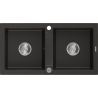 Mexen Mario lavello in granito a 2 vasche 820 x 436 mm, nero/oro metallizzato, sifone cromato - 6504822000-75