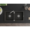 Mexen Mario fregadero de granito de 2 senos 820 x 436 mm, negro/oro metálico, sifón cromado - 6504822000-75