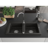 Mexen Mario évier en granit 2 bacs 820 x 436 mm, noir/or métallisé, siphon chromé - 6504822000-75