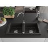 Mexen Mario zlewozmywak granitowy 2-komorowy 820 x 436 mm, czarny/złoty metalik, syfon chrom - 6504822000-75