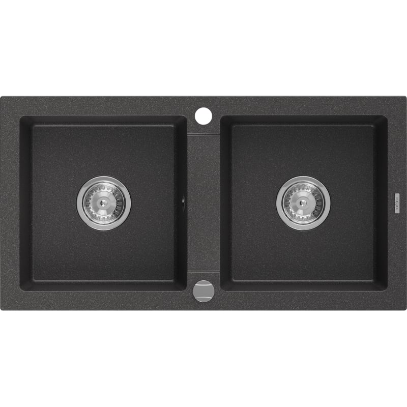 Mexen Mario granitni sudoper s 2 komore 820 x 436 mm, crni točkasti, krom sifon - 6504822000-76