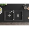 Mexen Mario Granit-Spüle 2-Kammer 820 x 436 mm, schwarz gesprenkelt, Chrom-Siphon - 6504822000-76