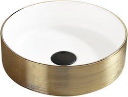 Mexen Clarisa opbouwwasbak 36 x 36 cm, wit/goud - 22073655