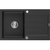 Mexen Bruno Granitspüle 1-Becken mit Abtropffläche 795 x 495 mm, schwarz/silber metallic, Syphon Chrom- 6513791010-73