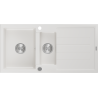 Mexen Andres granieten gootsteen 1,5-komoren met afdruiprek 1000 x 500 mm, wit, chroom sifon - 6515101510-20