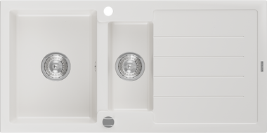 Mexen Andres kamnito korito z odcejalnikom 1,5-komorno 1000 x 500 mm, belo, sifon krom - 6515101510-20