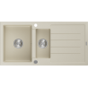 Mexen Andres granitische spoelbak 1,5-komoren met afdruiprek 1000 x 500 mm, beige, chroom sifon - 6515101510-69