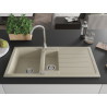 Mexen Andres granitische spoelbak 1,5-komoren met afdruiprek 1000 x 500 mm, beige, chroom sifon - 6515101510-69