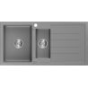 Mexen Andres lavello in granito a 1,5 vasche con sgocciolatoio 1000 x 500 mm, grigio, sifone cromato - 6515101510-71