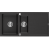 Mexen Andres Granitspüle 1,5-Becken mit Abtropffläche 1000 x 500 mm, Schwarz/Silber Metallic, Siphon Chrom - 6515101510-73