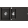 Mexen Andres fregadero de granito 1,5-tazas con escurridor 1000 x 500 mm, negro/oro metálico, sifón cromado - 6515101510-75
