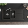 Mexen Andres granit gootsteen met 1,5 bakken en afdruiprek 1000 x 500 mm, zwart/goud metallic, chromen sifon - 6515101510-75