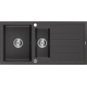 Mexen Andres fregadero de granito de 1,5 senos con escurridor 1000 x 500 mm, negro moteado, sifón cromado - 6515101510-76