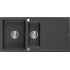 Mexen Andres lavello in granito 1,5 vasche con sgocciolatoio 1000 x 500 mm, nero maculato, sifone cromato - 6515101510-76