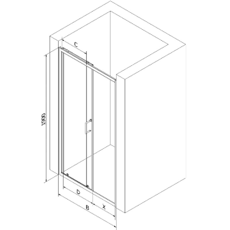 Mexen Apia klizna tuš vrata 105 cm, prozirna, crna - 845-105-000-70-00