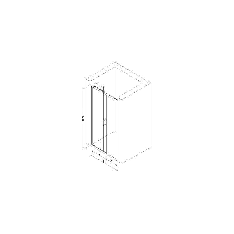 Mexen Apia portes de douche coulissantes 105 cm, transparent, noir - 845-105-000-70-00