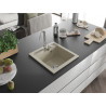Mexen Vito granit gootsteen 1-komors 520 x 490 mm, beige, sifon chroom - 6503521000-69
