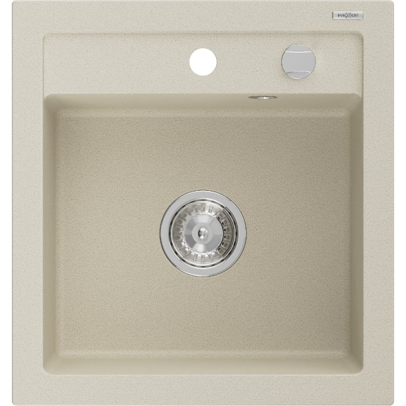 Mexen Vito granitni sudoper s jednom komorom 520 x 490 mm, bež, sifon krom - 6503521000-69