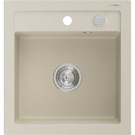 Mexen Vito Granitspüle 1-beckig 520 x 490 mm, beige, Siphon Chrom - 6503521000-69