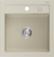Mexen Vito Granitspüle 1-beckig 520 x 490 mm, beige, Siphon Chrom - 6503521000-69