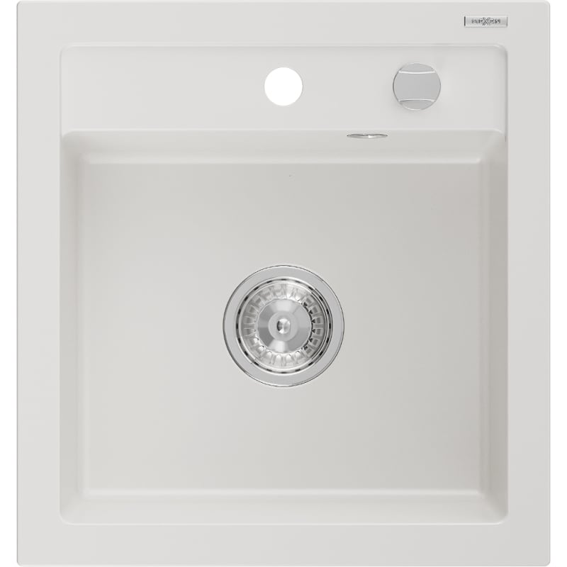 Mexen Vito granitni sudoper s jednom komorom 520 x 490 mm, bijeli, sifon krom - 6503521000-20