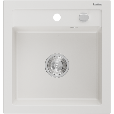 Mexen Vito Granitspüle 1-Kammer 520 x 490 mm, weiß, Siphon Chrom - 6503521000-20
